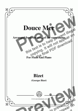page one of Bizet-Douce Mer,for Flute and Piano