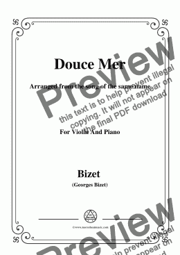page one of Bizet-Douce Mer,for Violin and Piano