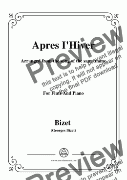 page one of Bizet-Apres I'Hiver,for Flute and Piano