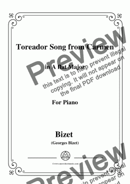 page one of Bizet-Toreador Song from Carmen for piano