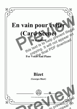 page one of Bizet-En vain pour éviter(Card Scene),from 'Carmen',in a minor,for Voice and Piano