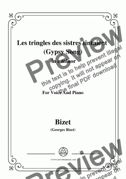 page one of Bizet-Les tringles des sistres tintaient (Gypsy Song),from 'Carmen',in e minor,for Voice and Piano