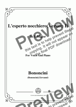 page one of Bononcini,Giovanni-L'esperto nocchiero(Version I),from 'Astarte',in E Major,for Voice and Piano