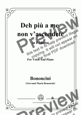 page one of Bononcini,G.M.-Deh più a me non v'ascondete,in F Major,for Voice and Piano