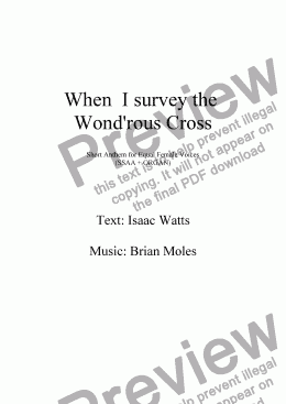 page one of When  I survey the Wond'rous Cross - Organ version