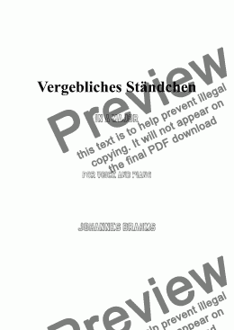 page one of Brahms-Vergebliches Ständchen in A Major,for Voice and Piano