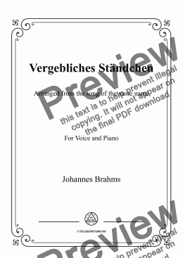 page one of Brahms-Vergebliches Ständchen,for Flute and Piano