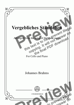 page one of Brahms-Vergebliches Ständchen,for Cello and Piano