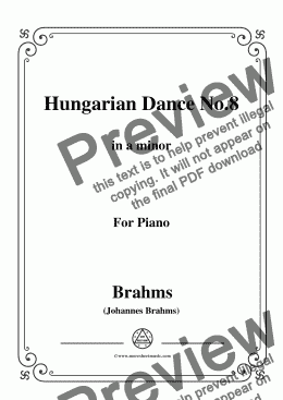 page one of Brahms-Hungarian Dance No.8 in a minor