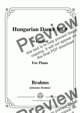 page one of Brahms-Hungarian Dance No.9 in e minor