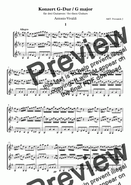 page one of Konzert G-Dur / G major für drei Guitarren
