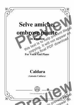 page one of Caldara-Selve amiche,ombrose piante,in a minor,for Voice and Piano