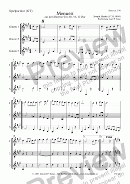 page one of Guitar Trio: Menuett (GT/Playing Score)