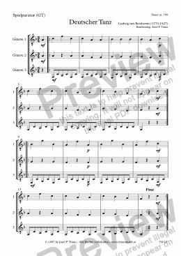page one of Guitar Trio: Deutscher Tanz (GT/Playing Score)