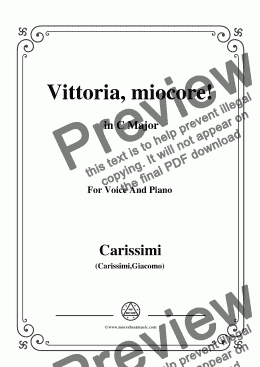 page one of Carissimi-Vittoria, mio core in C Major, for Voice and Piano