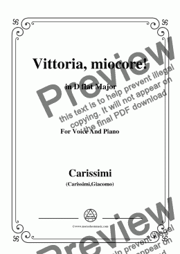 page one of Carissimi-Vittoria, mio core in D flat Major, for Voice and Piano