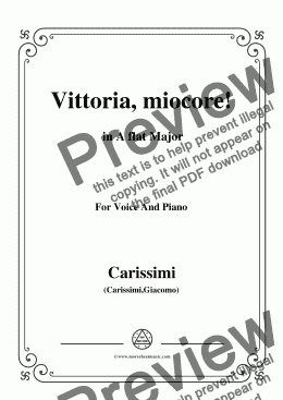 page one of Carissimi-Vittoria, mio core in A flat Major, for Voice and Piano