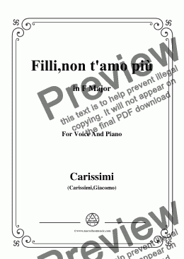 page one of Carissimi-Filli,non t'amo piu,from A Cantata,in F Major,for Voice and Piano