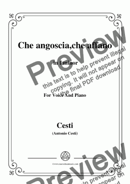 page one of Cesti-Che angoscia,che affano,from 'Il Pomo d'oro',in f minor,for Voice and Piano