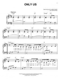 page one of Only Us (from Dear Evan Hansen) (Easy Piano)