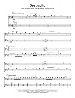page one of Despacito (Cello Duet)
