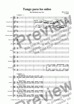 page one of Tango para los oidos - for Orchestra, op. 33 a