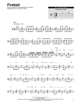page one of Fireball (Drums Transcription)