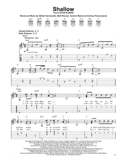 page one of Shallow (from A Star Is Born) (Easy Guitar Tab)
