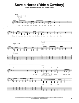 page one of Save A Horse (Ride A Cowboy) (Guitar Tab (Single Guitar))