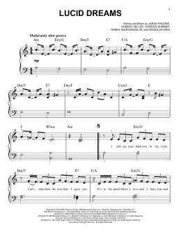 page one of Lucid Dreams (Easy Piano)