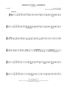 page one of High Flying, Adored (from Evita) (Clarinet Solo)