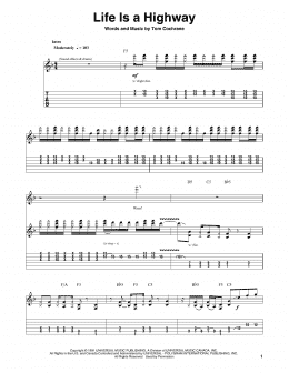 page one of Life Is A Highway (from Cars) (Guitar Tab (Single Guitar))