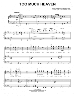 page one of Too Much Heaven (Piano & Vocal)