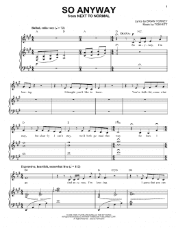 page one of So Anyway (from Next to Normal) (Piano & Vocal)