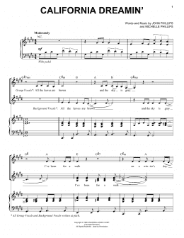 page one of California Dreamin' (Piano & Vocal)
