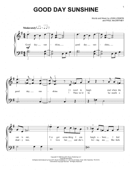 page one of Good Day Sunshine (Very Easy Piano)