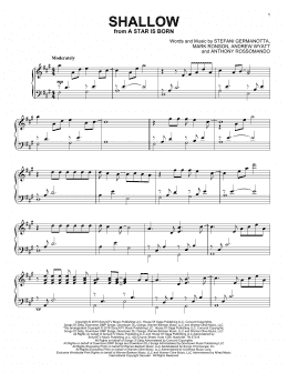 page one of Shallow (from A Star Is Born) (Piano Solo)
