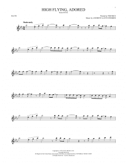 page one of High Flying, Adored (from Evita) (Flute Solo)