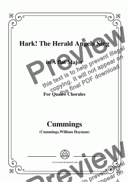 page one of Cummings-Hark! The Herald Angels Sing,in A flat Major,for Quatre Chorales