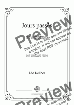 page one of Delibes-Jours passés in f sharp minor,for Voice and Piano