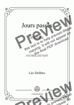 page one of Delibes-Jours passés in g minor,for Voice and Piano