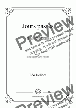 page one of Delibes-Jours passés in g sharp minor,for Voice and Piano