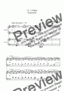 page one of 12.  L'Adieu (Farewell) from 25 Easy and Progressive studies  Op. 100 for 2 pianos