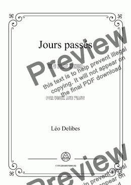 page one of Delibes-Jours passés in b flat minor,for Voice and Piano