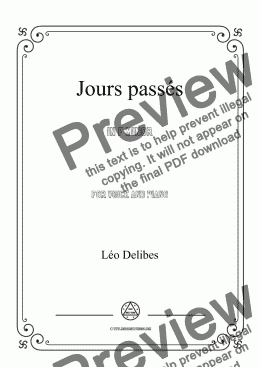 page one of Delibes-Jours passés in f minor,for Voice and Piano