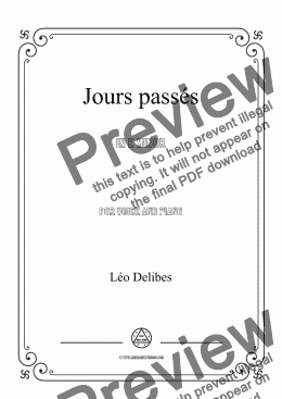 page one of Delibes-Jours passés in e minor,for Voice and Piano