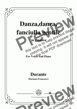 page one of Durante-Danza,danza,fanciulla gentile,in g minor,for Voice and Piano