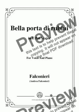 page one of Falconieri-Bella porta di rubini,in E flat Major,for Voice and Piano