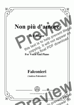 page one of Falconieri-Non più d'amore,in F Major,for Voice and Piano