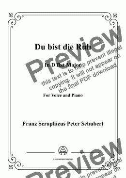 page one of Schubert-Du bist die Ruh in D flat Major,for Voice and Piano